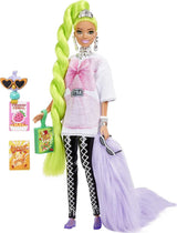 Barbie HDJ44 – Extra-Puppe Nr. 11 in übergroßem T-Shirt und Leggings mit Papagei, extra langen neongrünen Haaren und Accessoires, flexiblen Gelenken, Geschenkspielzeug für Kinder ab 3 Jahren, Naty Shop Dolls 0