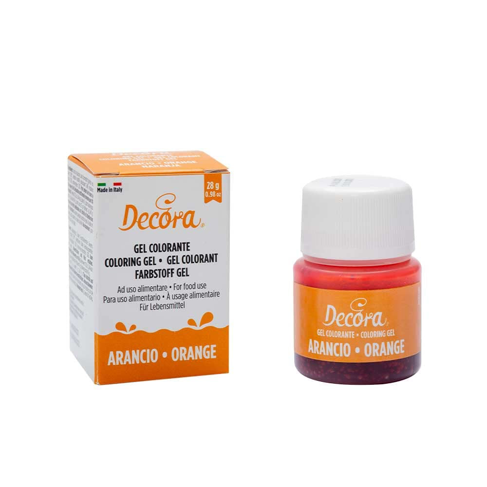, 9600813 Gel-Lebensmittelfarbe, Gel-Lebensmittelfarbe, ideal für Beschichtungen und Dekorationen, erzeugt intensive und leuchtende Farben, hergestellt in Italien, 28 Gramm, orange Farbe.