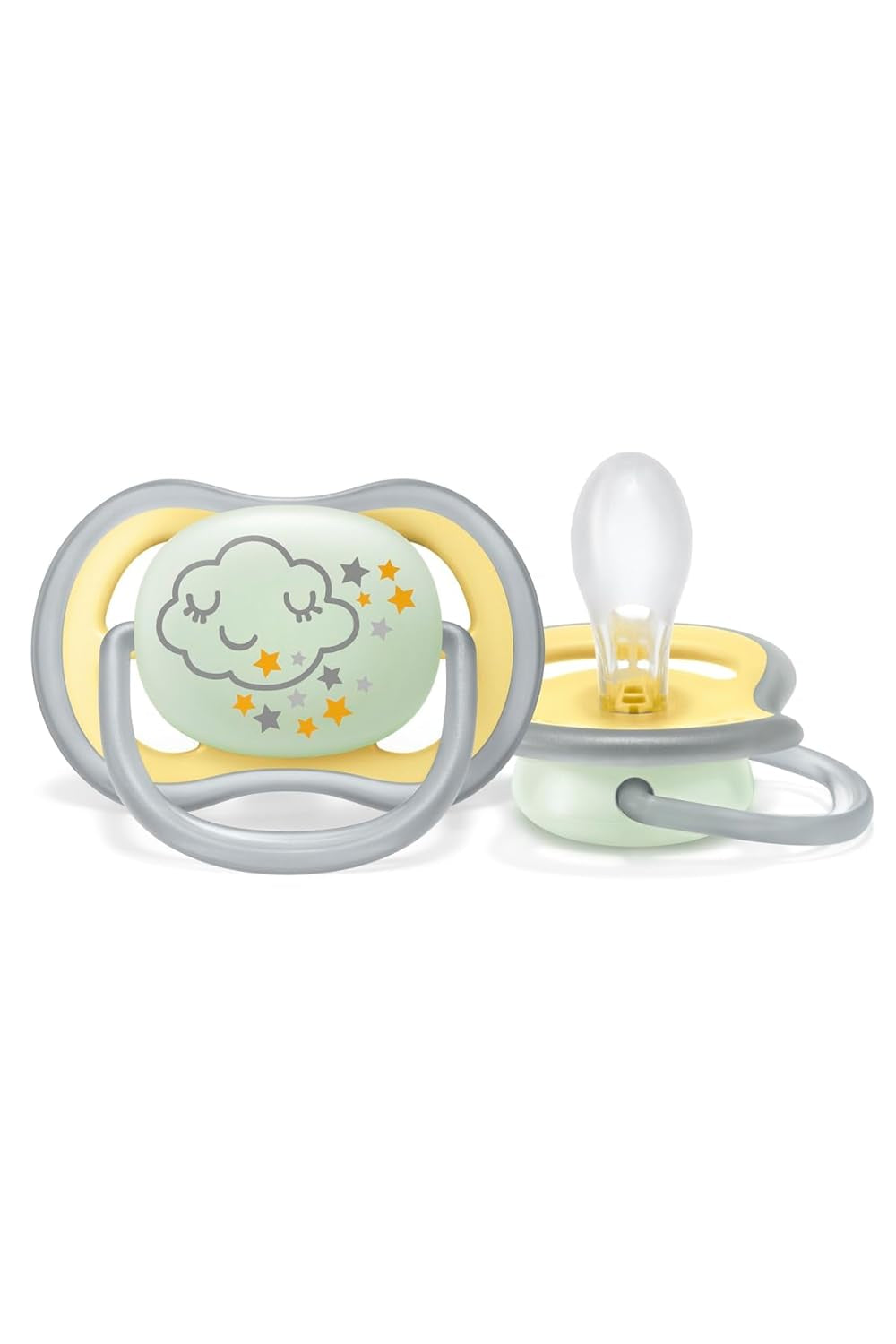 Philips AVENT Ultra Air Nachtschnuller für Babys ab 18 Monaten, leuchtet im Dunkeln, Doppelpack, Wolke/Tiger (Modell SCF376/01)