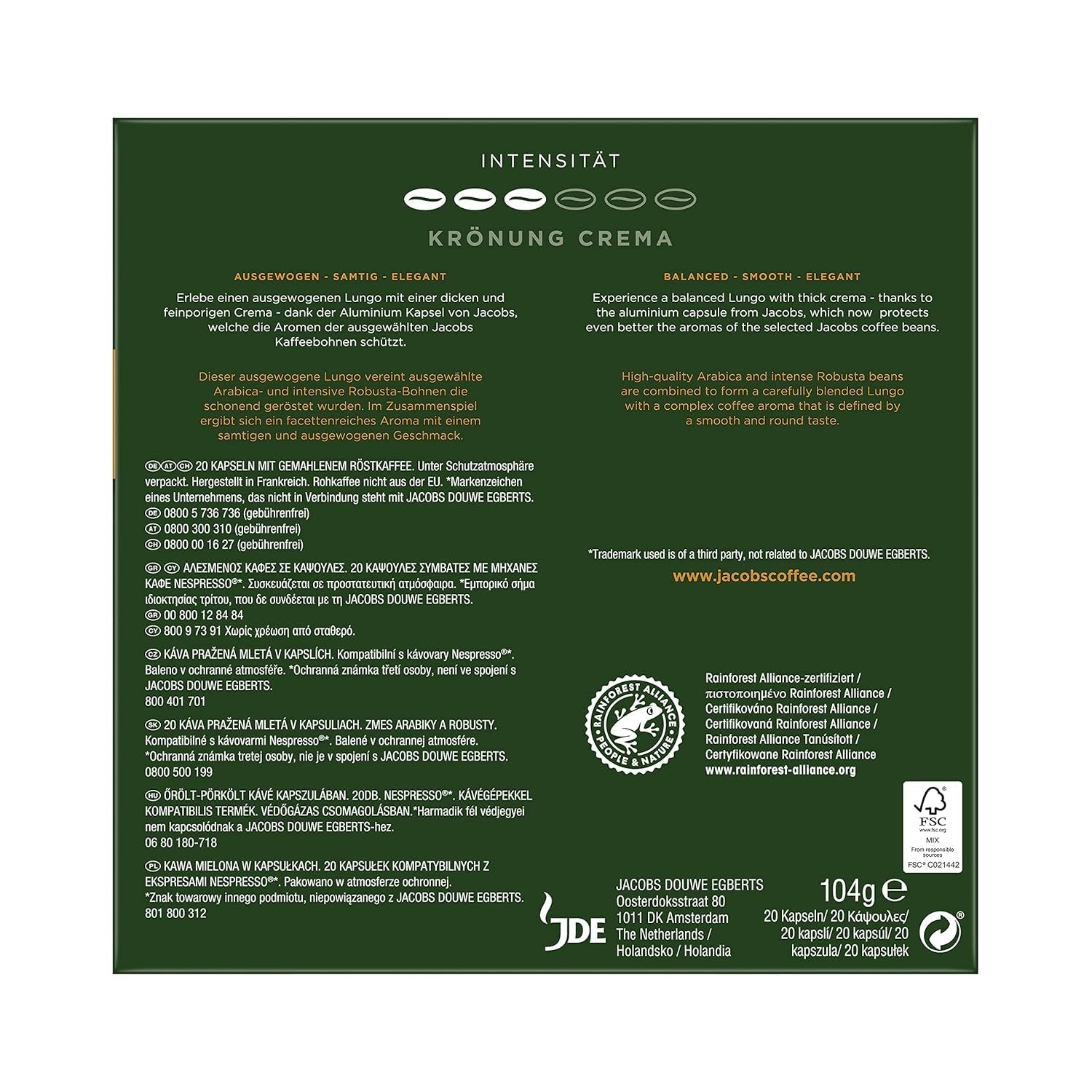 Kaffeekapseln Lungo Classico (nur für kurze Zeit) Megapack XXL & Kaffeekapseln Krönung Crema, 200 Nespresso-kompatible Kapseln, 10er Pack, 10 x 20 Getränke, 1040 g