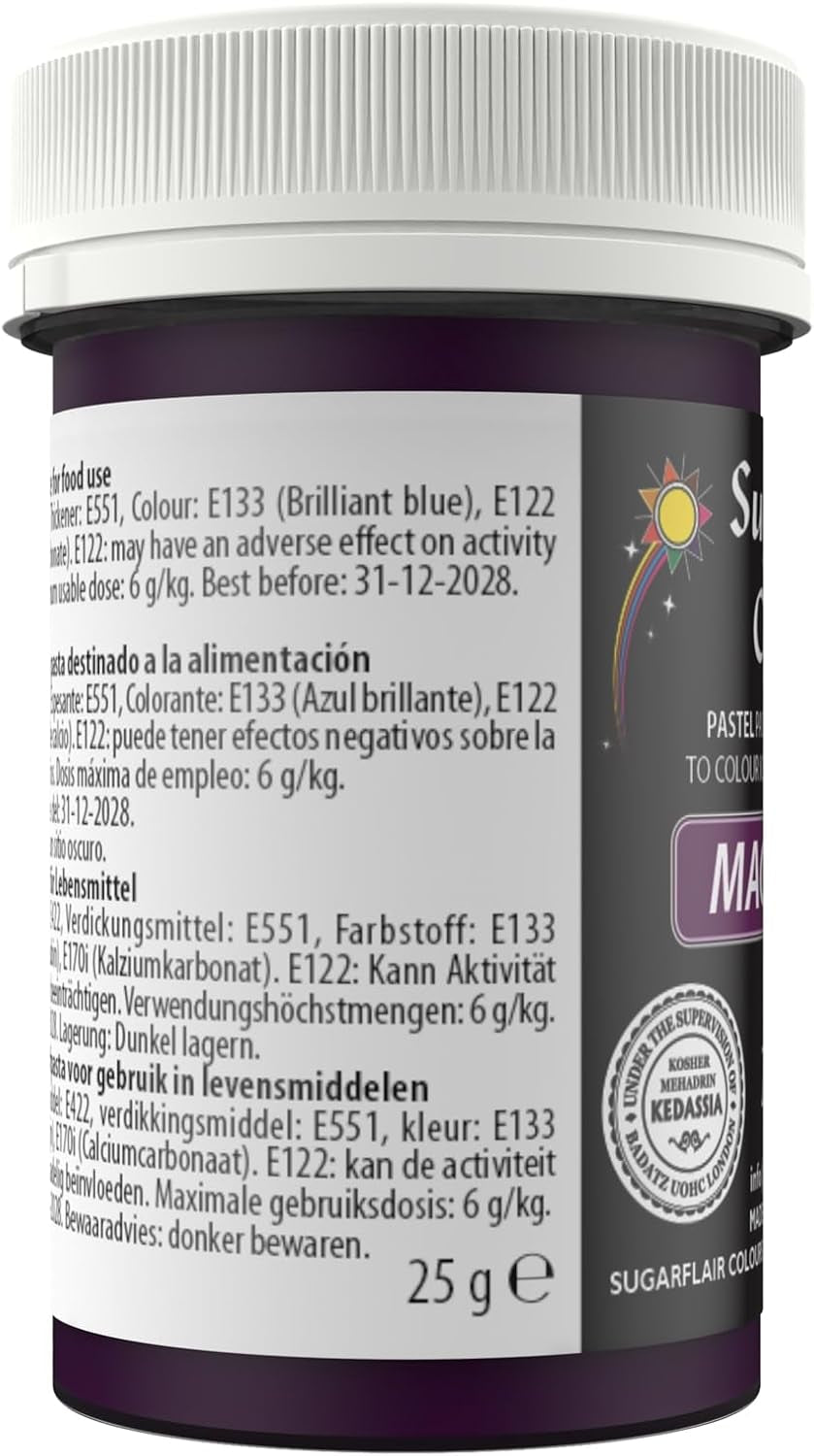 Sugarflair Pasta-Lebensmittelfarbe Pastell Magenta, Lebensmittelfarbe für Pasta, Fondant und Marzipan, Spektralkonzentrierte Farben – 25 g