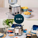 Princess 182611 Mini-Fondue-Fritteuse – schnelles Erhitzen – Geruchsfilter – 1,2 Liter Fassungsvermögen, Silber Haushaltsgeräte Naty Shop