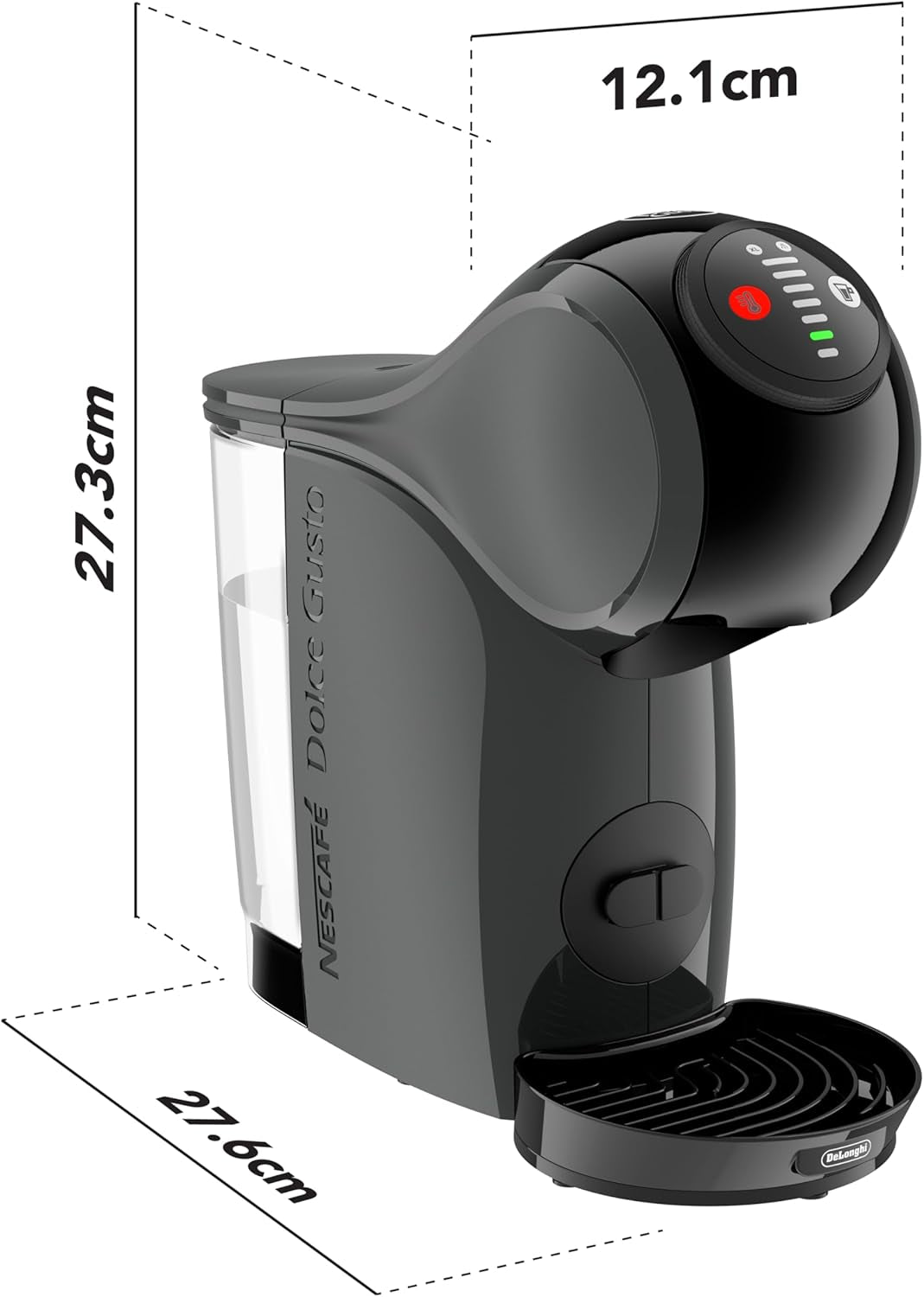 NESCAFÉ DOLCE GUSTO DeLonghi Dolce Gusto Genio S EDG226.A, Kapsel-Espressomaschine inklusive 3 Kapseln, kompaktes Design, verstellbare Abtropfschale, 0,8 l, abnehmbarer Wassertank, 1470 W, Anthrazit