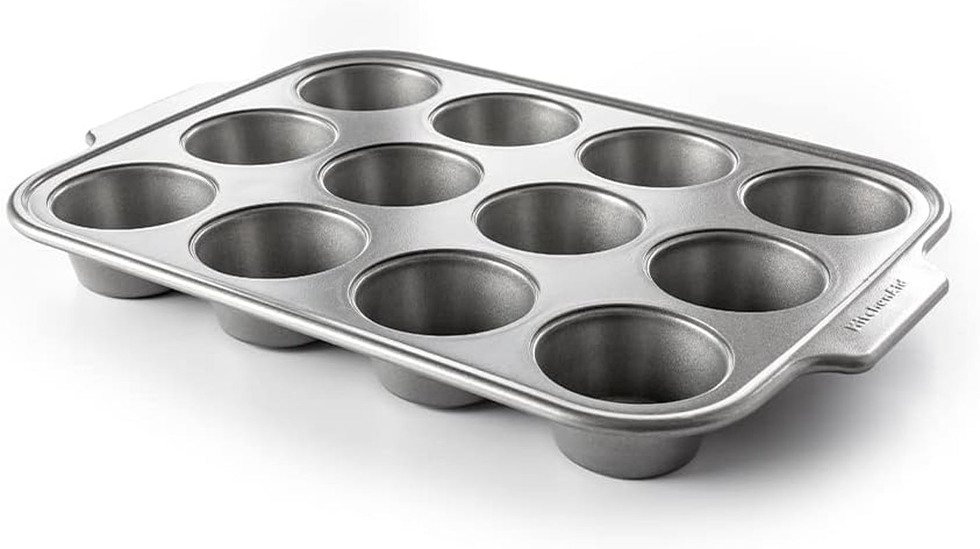 Backformen und Muffinblech aus aluminisiertem Stahl von Kitchenaid, antihaftbeschichtet, ofenfest, spülmaschinenfest, Grau, Naty Shop Backformen und -bleche