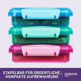 Lunchbox-Sandwichbox-System | 450 ml | stapelbare und luftdichte Lunchbox mit Deckel | für Kinder und Erwachsene | ohne BPA | gemischte Farben | 3 Stück Naty Shop Lebensmittel-Aufbewahrungsboxen