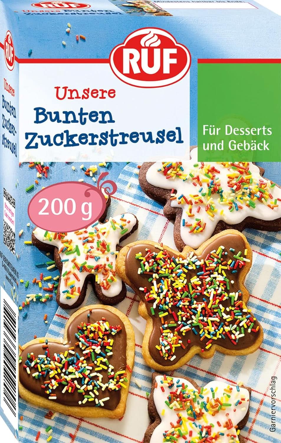 RUF, regenbogenfarbene Zuckerstreusel, 200 Gramm Sprinkles Naty Shop