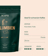 Incapto Spezialitäten-Kaffeebohnen | Single-Origin-Kolumbianer | Espresso 100 % Arabica | Spezialitätenkaffee 84 Punkte SCA | Traditionell gerösteter Bohnenkaffee | Plantage Huila, Cadefihuila, 1kg