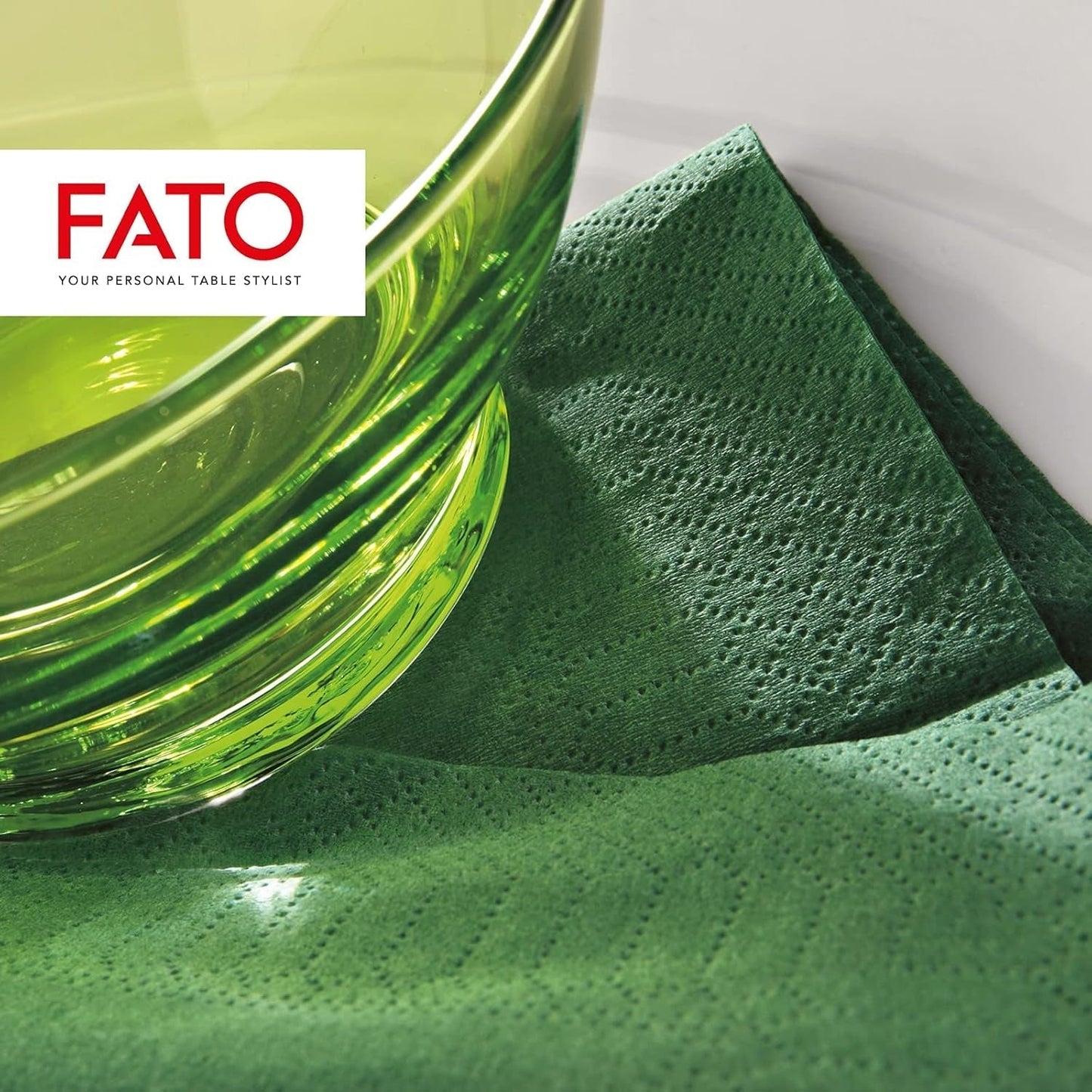 , Einweg-Papierservietten, ideal für zwanglose Mittagessen und Buffets, Packung mit 50 Servietten, Größe 33 x 33, 4-fach gefaltet, 2-lagig, Waldgrün, 100 % reines Zellulosepapier, FSC-zertifiziert