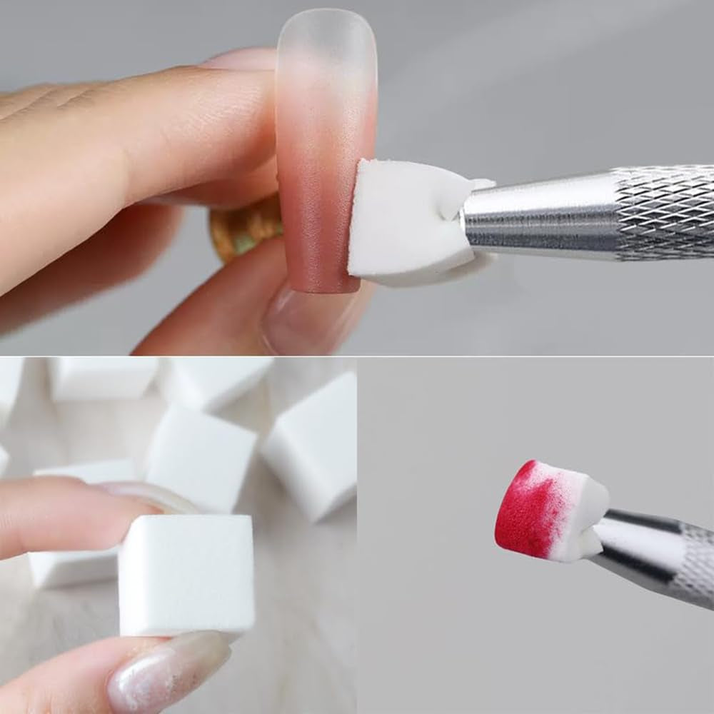 Nagelkunst Schwammpinsel,100 Stück Nail Art Schwämme Mit Metallgreifer,Nagels Zubehör Sponge,Nagel Pinsel,Maniküre Zubehör Für Nägel,Um Eine Varaudzen Von Gradient Nail Art Patterns Zu Ersetzen