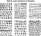 12 Blatt Nagelsticker Geometrisch Nagelaufkleber Selbstklebend Schwarz-Weißes Mysteriöses Dreieck Nail Art Sticker Dekoration Nageldesign Zubehör