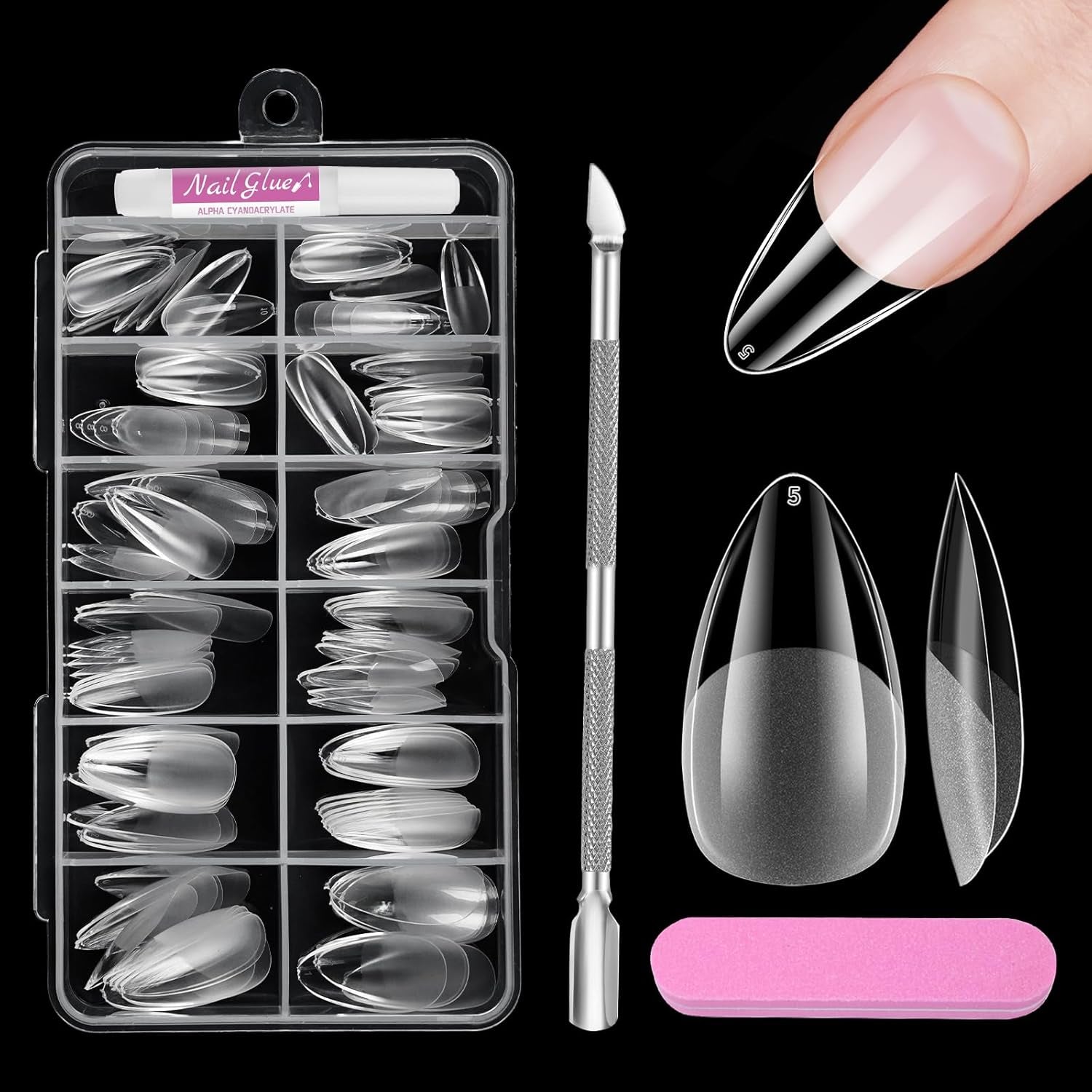 Vollständige Abdeckung für kurze Nägel, 120 Stück, 12 Größen, kurze Nagelspitzen für Gelnägel, zum Aufkleben auf künstliche Nägel, zum Aufkleben auf Nagelfeilen-Set, Nagelpolierer, Nagelhautschieber