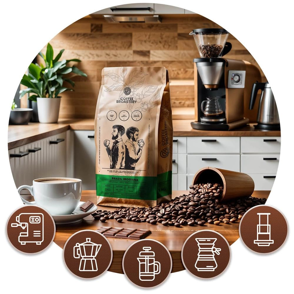 Satz Kaffeebohnen 2x1kg 2000g | Brasilien Mogiana | Brasilianischer Kaffee | Spezialkaffee | Frisch frittiert | Handwerklicher Kaffeeröster