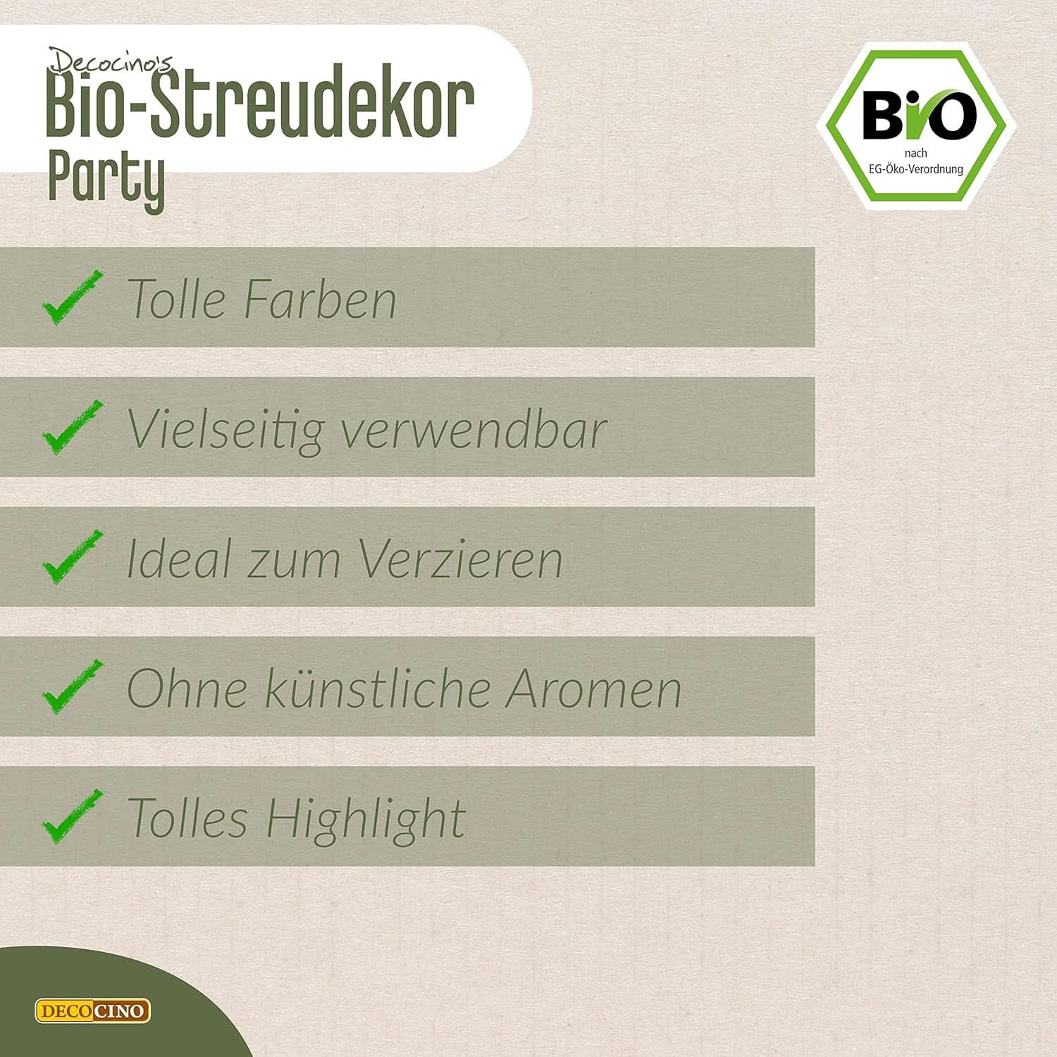 DECOCINO Bio-Dextrose-Vegan-Zuckerstreusel, 60 Gramm Streusel Naty Shop