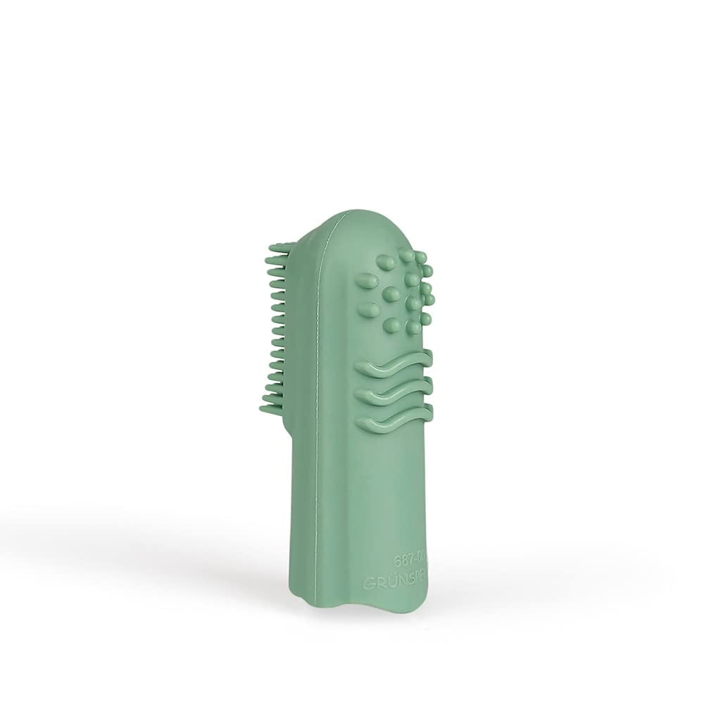 Bio-Naturkautschuk-Baby-Beißring, Massagegummi, BPA-frei, weich, fördert die Feinmotorik, Dinosaurier-Design (639-V1). Fingerzahnbürste aus Naturkautschuk