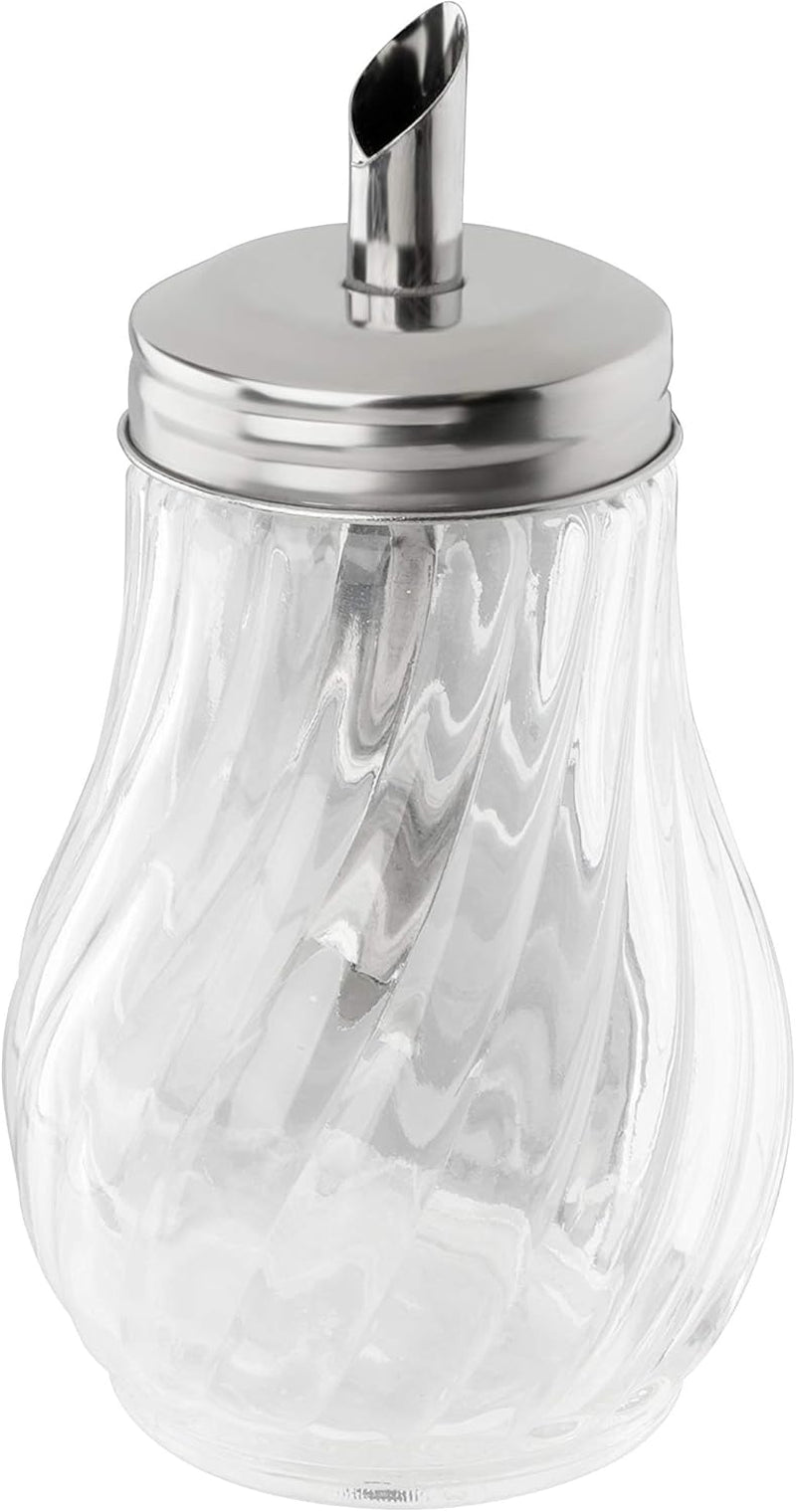 FMprofessional 280ml FLEURETTE Zuckerspender, Glasbehälter, Behälter zum einfachen Dosieren, Behälter für verschiedene Anlässe, hochwertiger Behälter (Farbe: Silber), Menge: 1 Stück