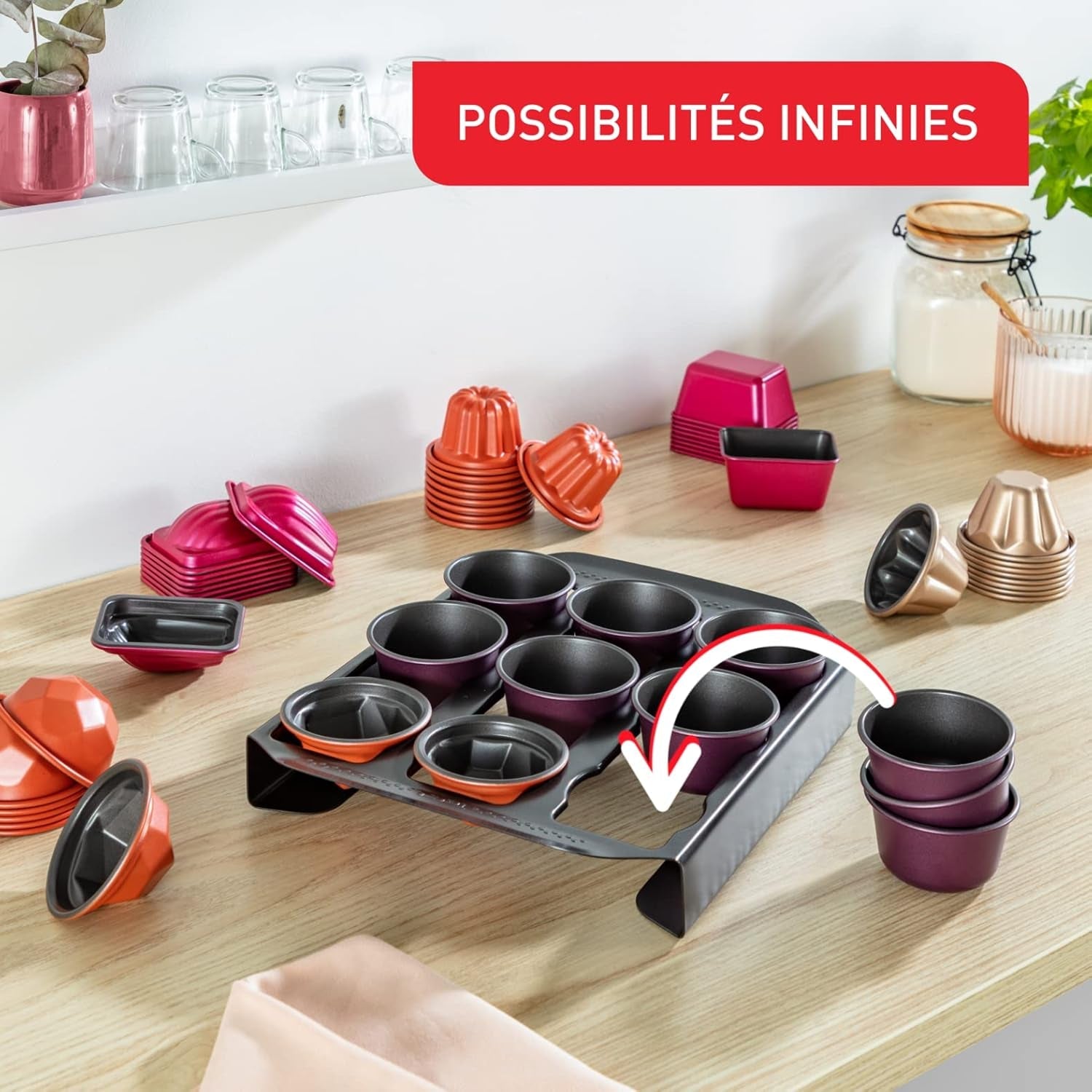 Tefal Creabake J3089304 3 Stück Brioche-Backform Antihaft-Beschichtung, Leicht Entnehmbar, Stapelbar, Einfache Ausstellung, Backform Formen und Backbleche Naty Shop