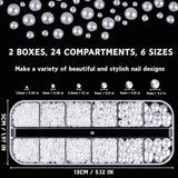 12 Größen Nail Art Perlen, Flache Perlen, Nail Art Accessoires, Halbkreis Nagelperlen, Weiße Nail Charms Und Glitzersteine ​​​​Nägel Für Nail Art Design, DIY Basteln, Alltag, Hochzeit (2 Boxen)