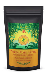Yerba-Mate-Tee-Set ● Mango Tropicales Mate-Tee 500 g ● Mate-Tee-Set 4 x 25 g ● Mate-Tee mit Früchten ● Yerba Mate-Tee mit Mango, Ananas, Zitrone