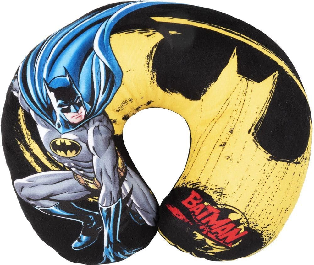 DC Comics Weiches Batman-Auto-Reise-Nackenkissen, Kindersicherheit, Komfort, Superheld, Fledermaus-Mann, Cuscino Da Viaggio Auto, Hellblau, Einheitsgröße. Reisekissen Naty Shop Standardtitel