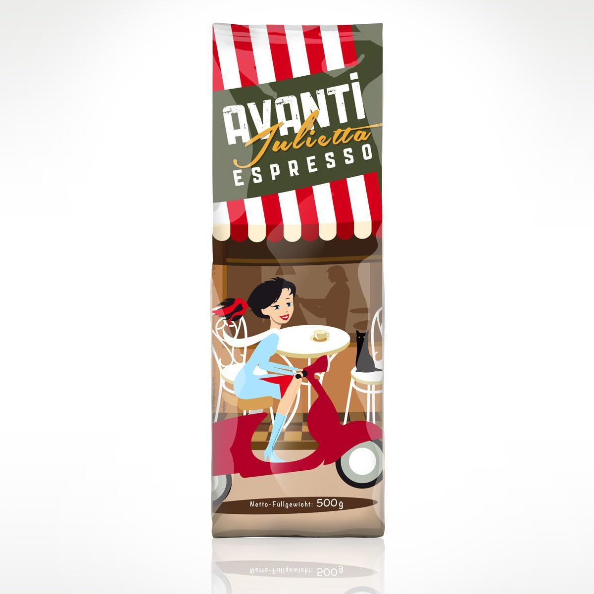 AVANTI Julietta Espresso-Kaffeebohnen, 500 g, 70 % Arabica 30 % Robusta, traditionelle Trommelröstung