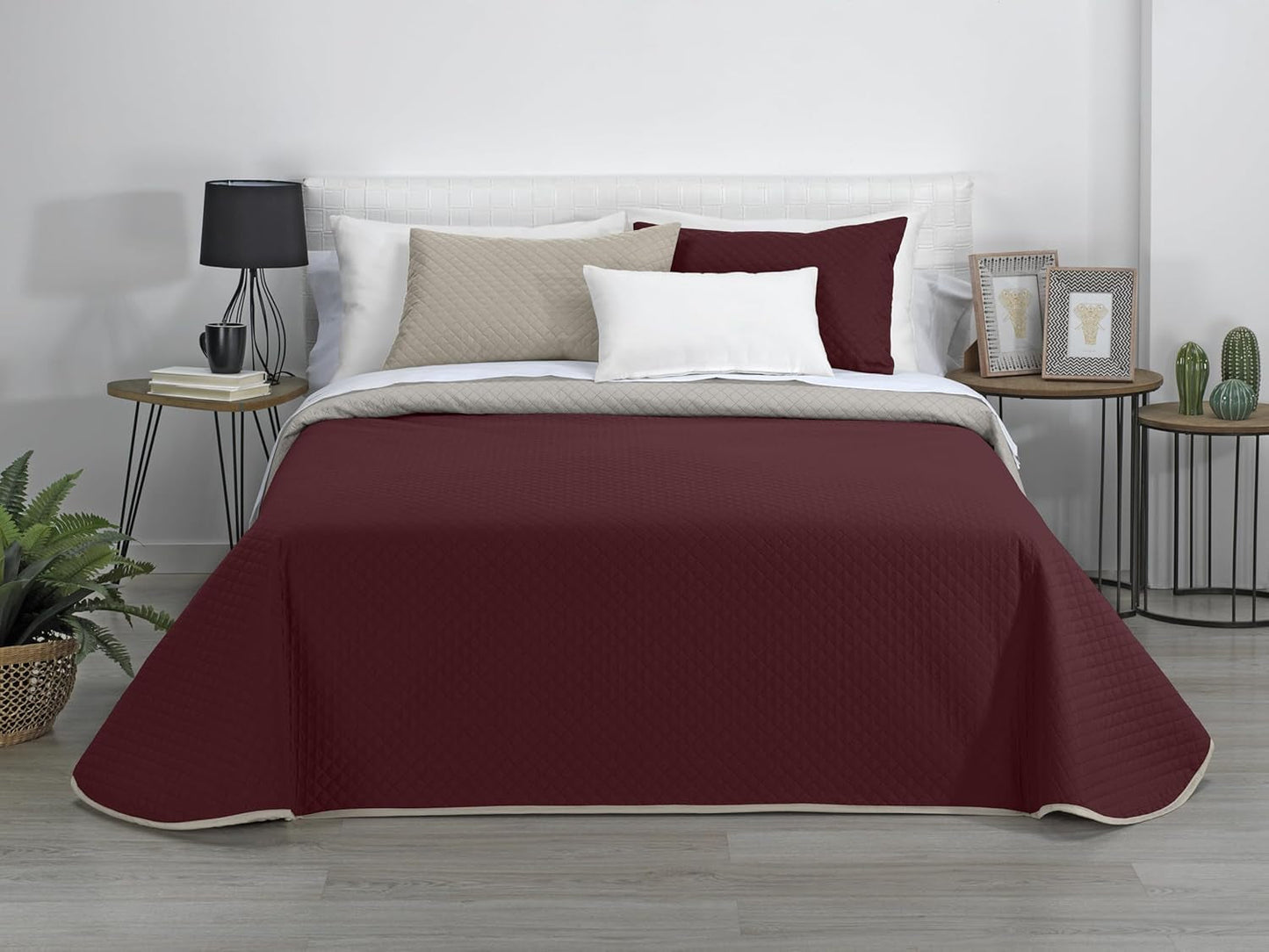 Estoralis | AVA | Wende-Boutique-Steppdecke | Für alle Jahreszeiten | Farbe - Grau/Rot | Für 180 cm breites Bett. (270 x 270 cm. Ancho X Alto) | Steppdecke Steppdecken und Steppdecken Naty Shop