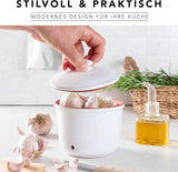 Römertopf Fresh Pot MINI 0,6 Liter – Knoblauchtopf aus Keramik – Atmungsaktiver Ton hält Gemüse länger frisch – Ideale Luftzirkulation – Weiße Frischhaltedosen Naty Shop