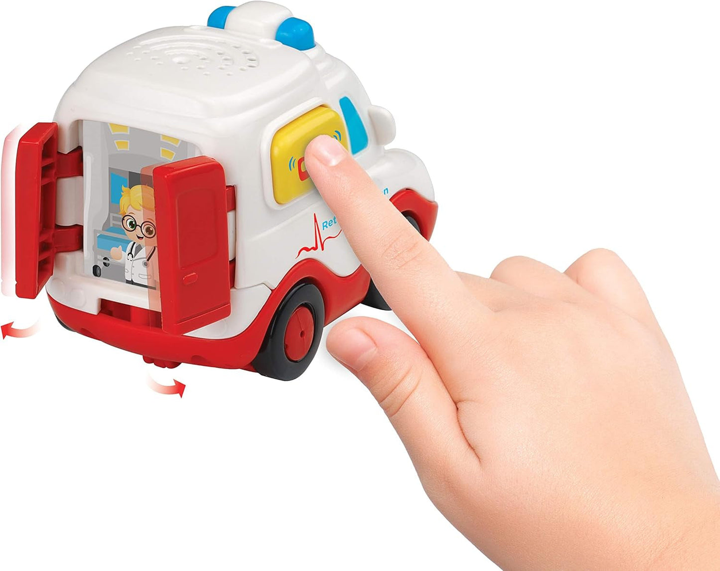 Vtech TUT TUT Baby Flitzer – Krankenwagen – Spielzeugauto mit Musik, Lichtknopf, interessanten Sätzen und Geräuschen – für Kinder im Alter von 1–5 Jahren, 8,8 x 5,5 x 7 cm, Bebe Toys Naty Shop