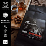 KING'S COFFEE – BLACK EDITION – 1 kg intensive, cremige Kaffeebohnen – Kaffee mit geringem Säuregehalt – Kleinserienröstung aus Italien – Starke Arabica-Espressobohnen (Mischung) für Vollautomaten und Siebträgermaschinen
