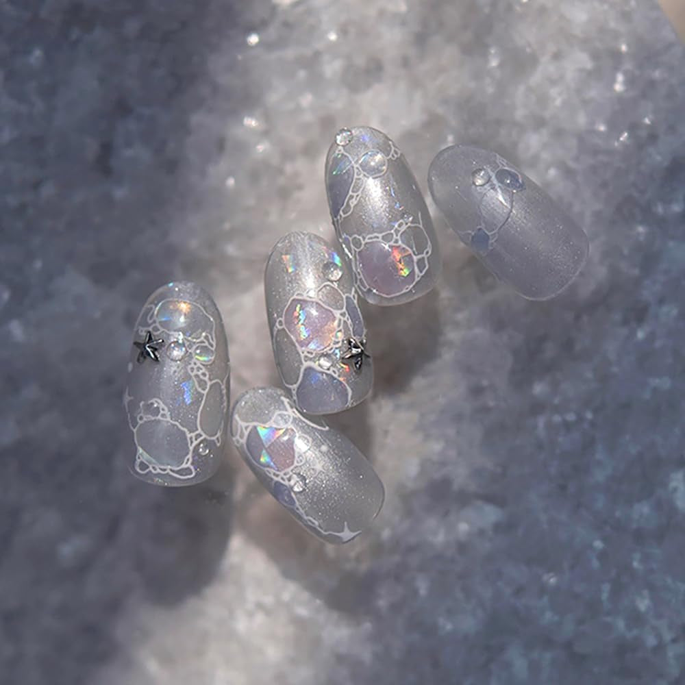 Glitzer-Nagelaufkleber, Sommer-Wasserwellen, Sternenhimmel-Nagelkunst, Fantasie-Meerwasserwellen, Nageldesigns, Nagelaufkleber, Meerwasserwellen, Nagelzubehör, Nagelkunst
