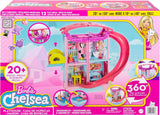 Barbie Chelsea Spielhaus – 3 verwandelnde Etagen, geheime Spielbereiche, Aufzug, Pool, Rutsche, 2 Haustiere und mehr als 20 Zubehörteile, für Kinder ab 3 Jahren, HHX44 Naty Shop Puppenhäuser