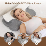 Wellsync Nackenkissen, ergonomisches Kissen, Memory-Schaum-Kissen, orthopädisches Kissen für Seitenschläfer, Rückenschläfer, Bauchschläfer, Nackenschmerzen, weiß, grau, orthopädische Nackenkissen, Naty Shop