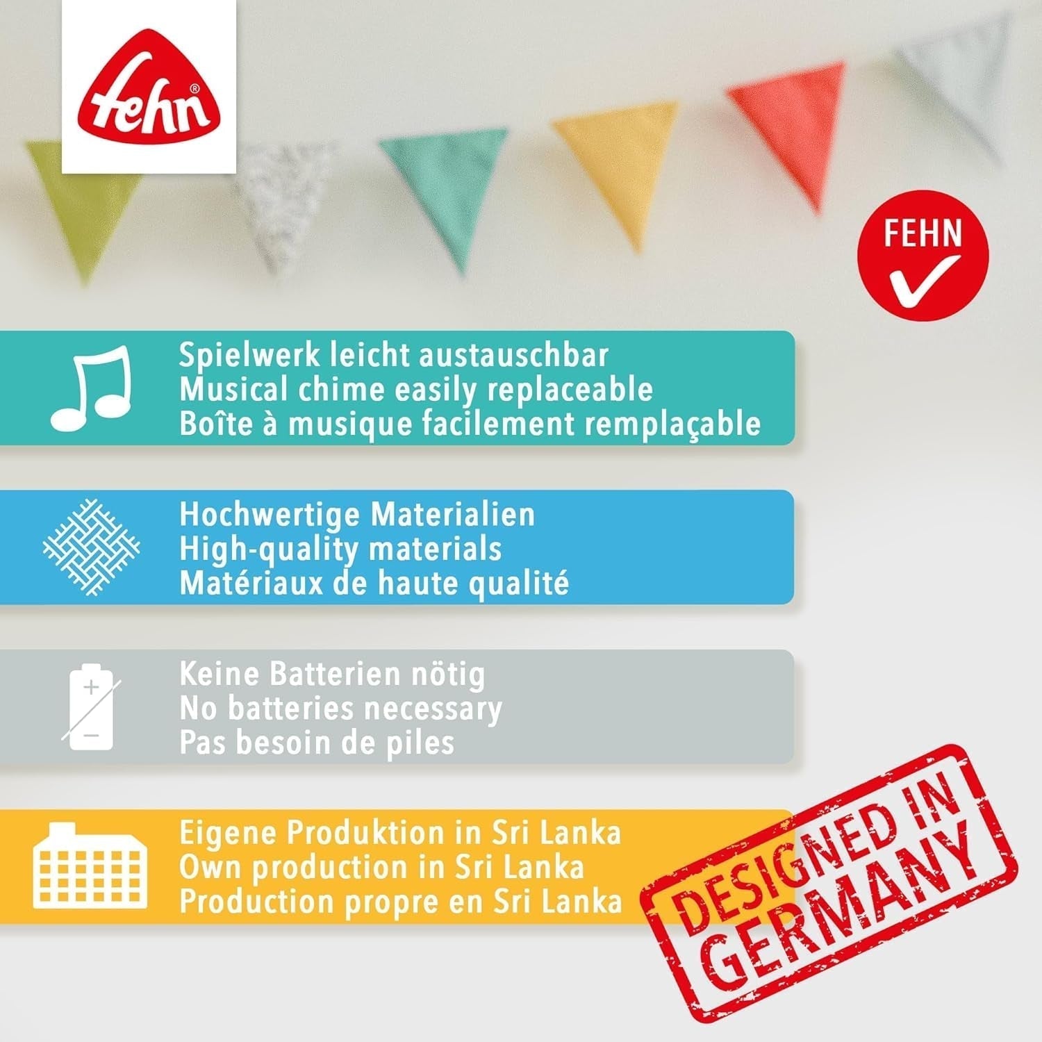 Fehn Spieluhr Baby Einschlafhilfe Schaf – Plüschtier mit Aufsatz – Einschlafhilfe Lied „Brahms Wiegenlied“ – Kinderspielzeug für Reisen und Zuhause – Musikspielzeug für Babys und Kinder Bebe Naty Shop Toys