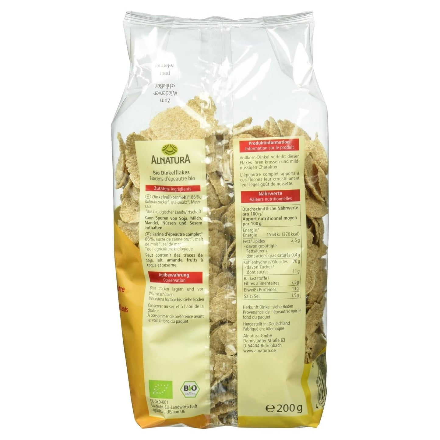 Bio-Dinkel-Flocken, 200 g Getreide Naty Shop
