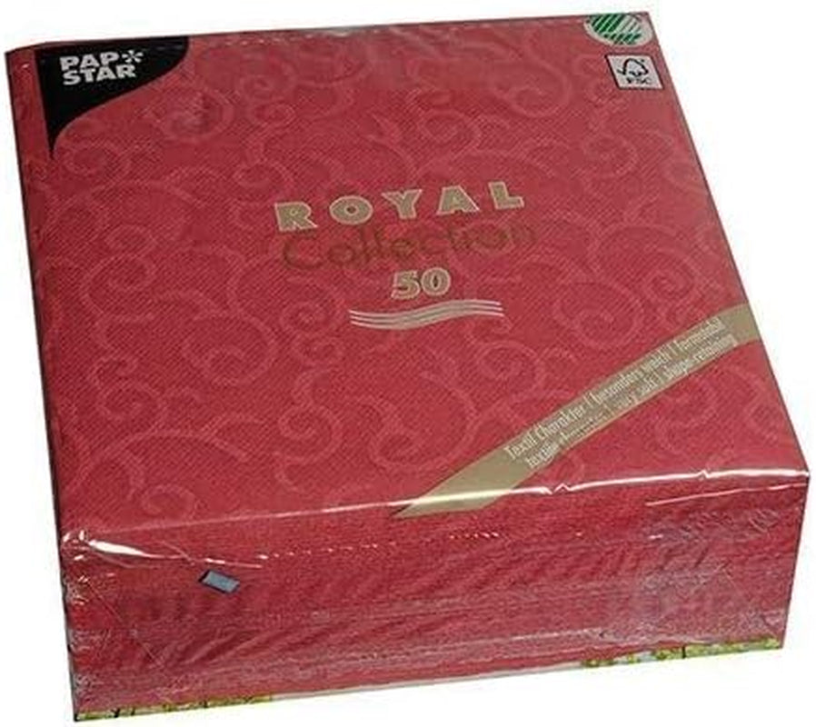 Papstar, 50 Servietten „ROYAL Collection“ 1/4 Falz 40 cm x 40 cm Bordeaux „Casali“, #84880