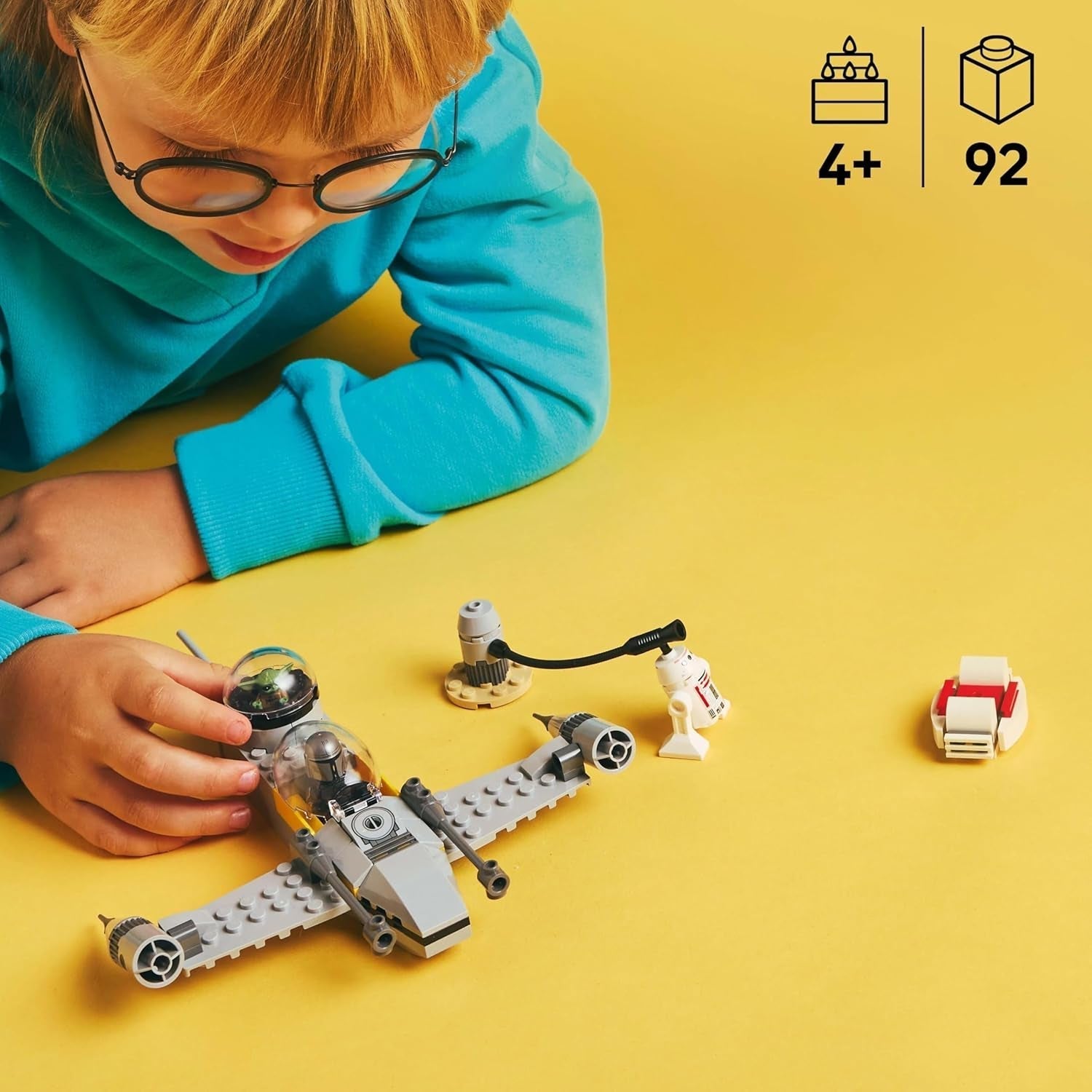 LEGO Star Wars 75410 Mandos und Grogus N-1 Starfighter Spielzeug mit Mandalorianer-, Grogu- und R5-D4-Minifiguren, inklusive baubarer Säule, Raumschiff-Starterset für Jungen und Mädchen ab 4 Jahren. Bausets Beuche den LEGO-Store