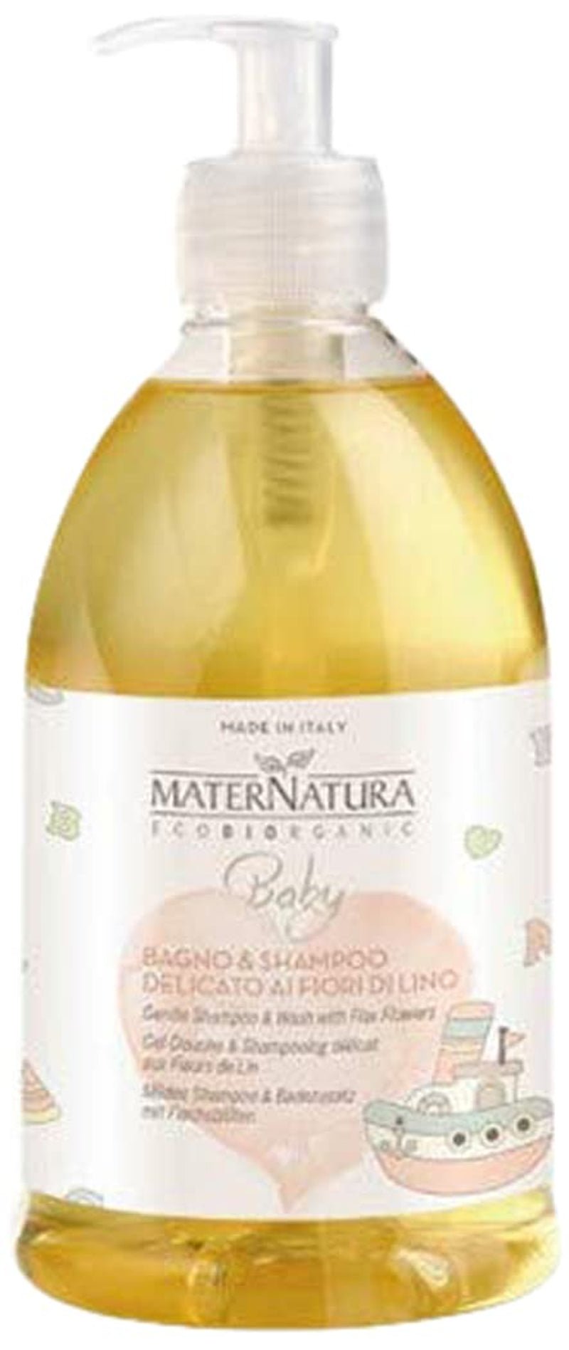 Sanftes Bad und Shampoo für Kinder mit Flachsblüten, Duschgel und Shampoo für Kinder und Babys, Made in Italy – 500 ml Kinder – Bade- und Hautpflege Naty Shop Standardtitel