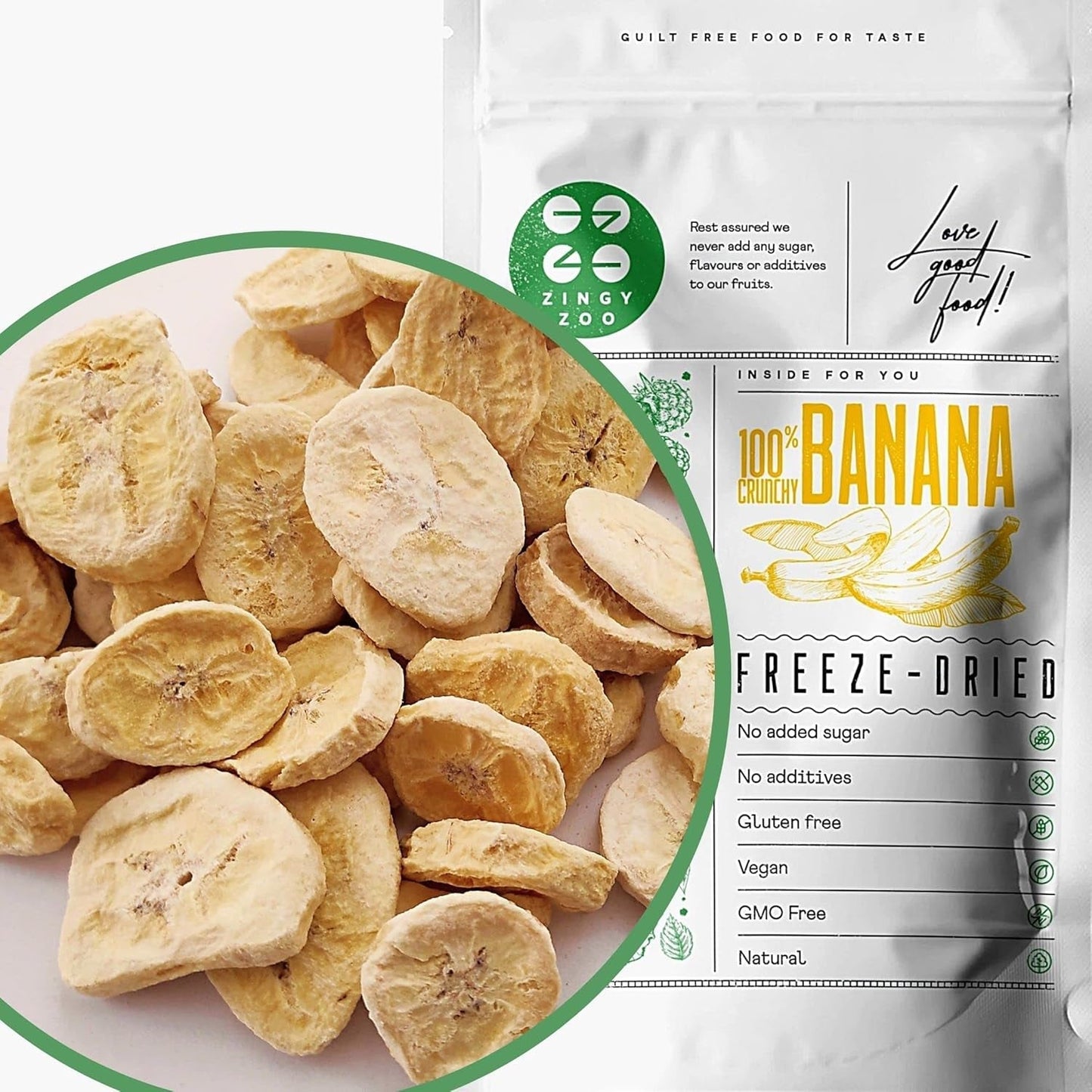 Gefriergetrocknete Bananen | Packung 120g Getrocknete Bananen ohne Zucker | Gefriergetrocknete Banane | Bananen mit Trockenfrüchten | Gefriergetrocknete frische Bananen | Bananenscheiben mit gefriergetrockneten Früchten Naty Shop dehydrierte Produkte 120 G (1 Packung)