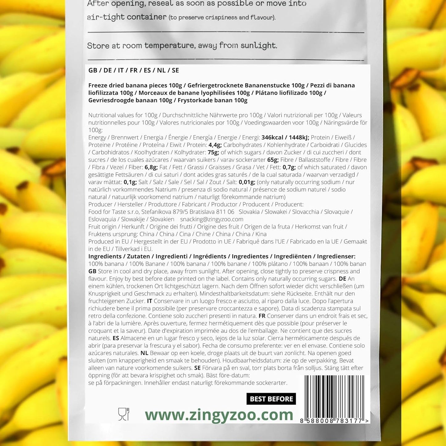 Gefriergetrocknete Bananen | Packung 120g Getrocknete Bananen ohne Zucker | Gefriergetrocknete Banane | Bananen mit Trockenfrüchten | Gefriergetrocknete frische Bananen | Gefriergetrocknete Bananenscheiben Naty Shop dehydrierte Produkte