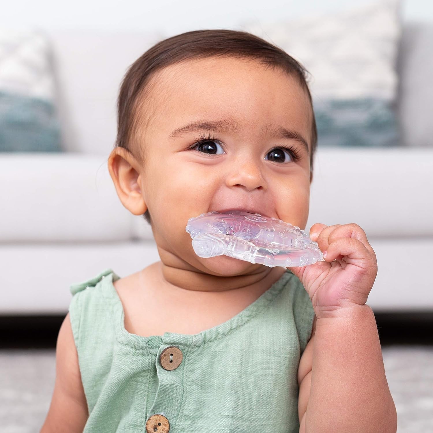 Infantino 316564-01 Infantino Transparente Beißringe – weicher Beißring, aus ungiftigem Material, für sensorische Entwicklung und Unterstützung beim Zahnen, mehrfarbig