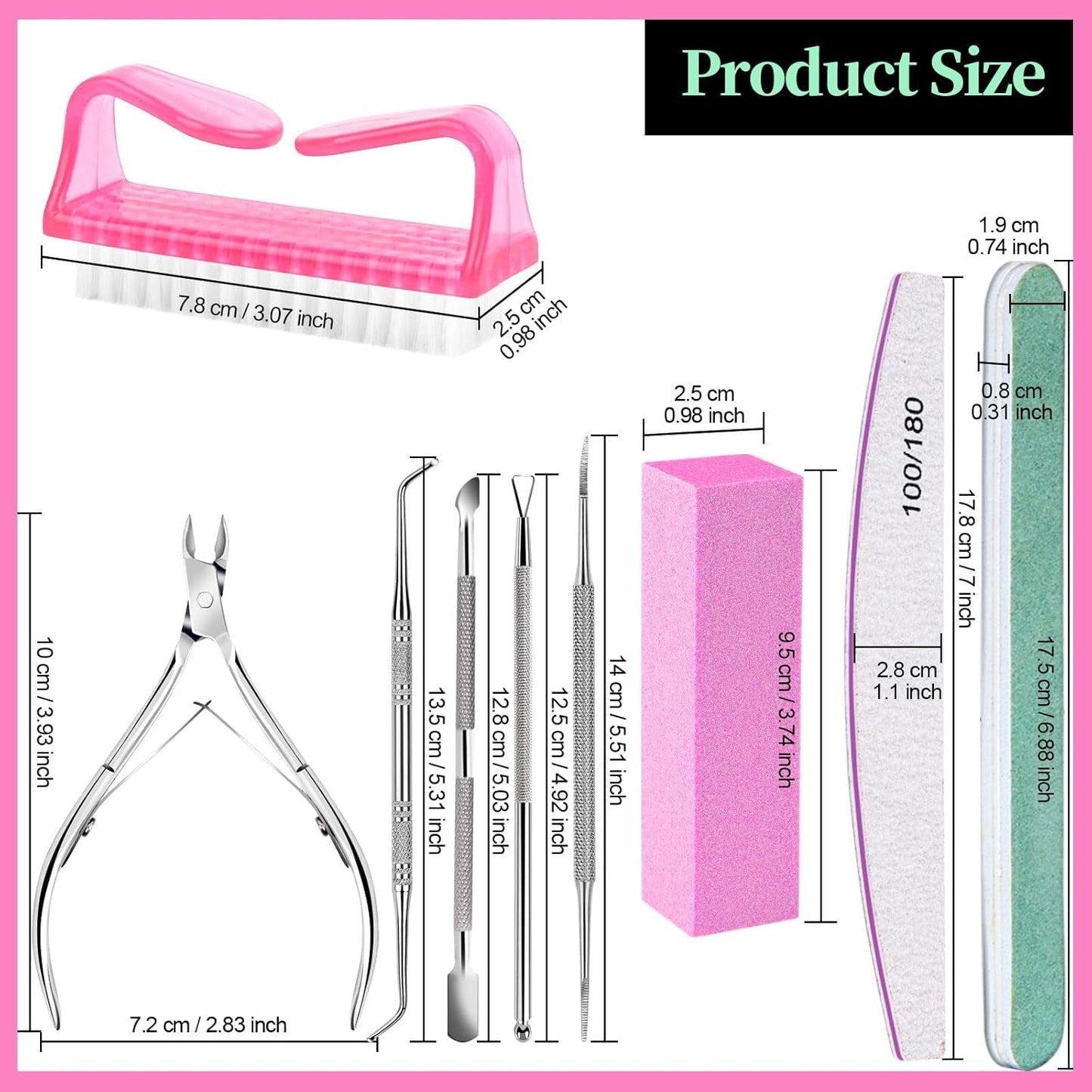 FANDAMEI Maniküre-Set, Buffer Für Nägel, Nagelfeile 100/180, Nagelfeilen Für Gelnägel, Nagelhautschieber, Buffer Für Gelnägel, Feilen Für Gelnägel, Nagelzange, Nagelfeilen Set, Maniküre & Pediküre Set