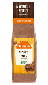 Ostmann Gewürze - Muskatnuss gemahlen | Ideal zum Würzen von Kartoffelgerichten. Zum Nachfüllen der Streudose | 50 g wiederverschließbarer Beutel