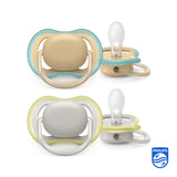 Philips Avent Ultra Air Schnuller, 2er-Pack – Bisphenol-A-Schnuller für Babys von 0–6 Monaten (Modell SCF085/15), braun/grün