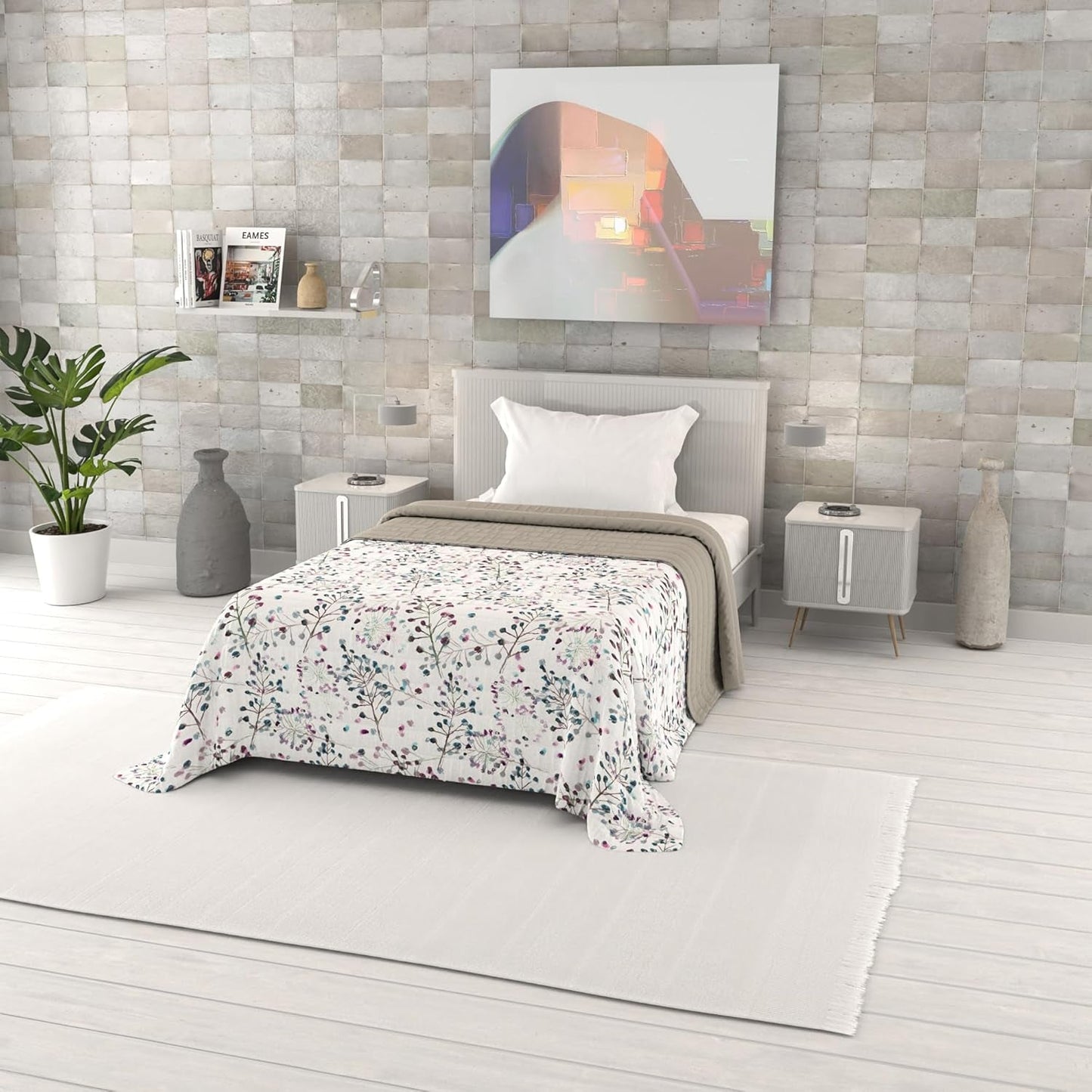 Sommerdecke mit Fantasy-Aufdruck, Polyesterfüllung, Blütenblätter, 260 x 270 cm. Steppdecken und Quilts Naty Shop, Flor 220 x 270 cm