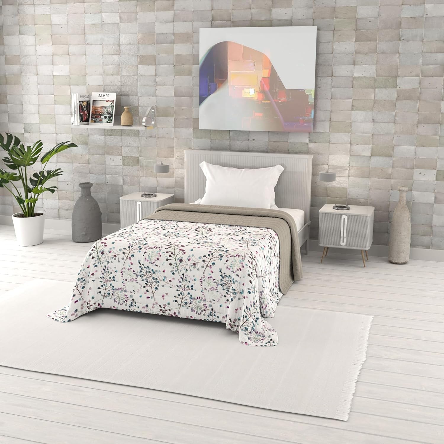 Sommerdecke mit Fantasy-Aufdruck, Polyesterfüllung, Blütenblätter, 260 x 270 cm. Steppdecken und Quilts Naty Shop, Flor 220 x 270 cm