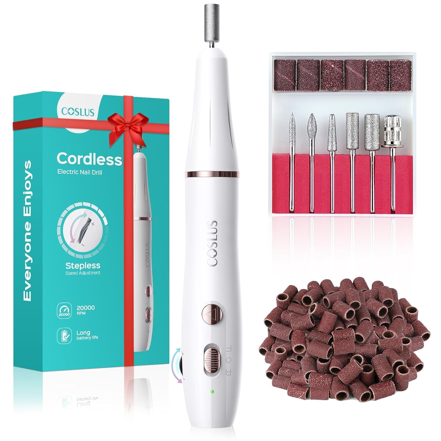 COSLUS Nagelfräser Kabellos Tragbar Für Gelnägel: Elektrische Nagelfeile Stufenlos Geschwindigkeitsregelung Für Maniküre Pedicüre Und Acrylnägel Plastik Nail Drill Für Anfänger & Nagelstudio Zuhause