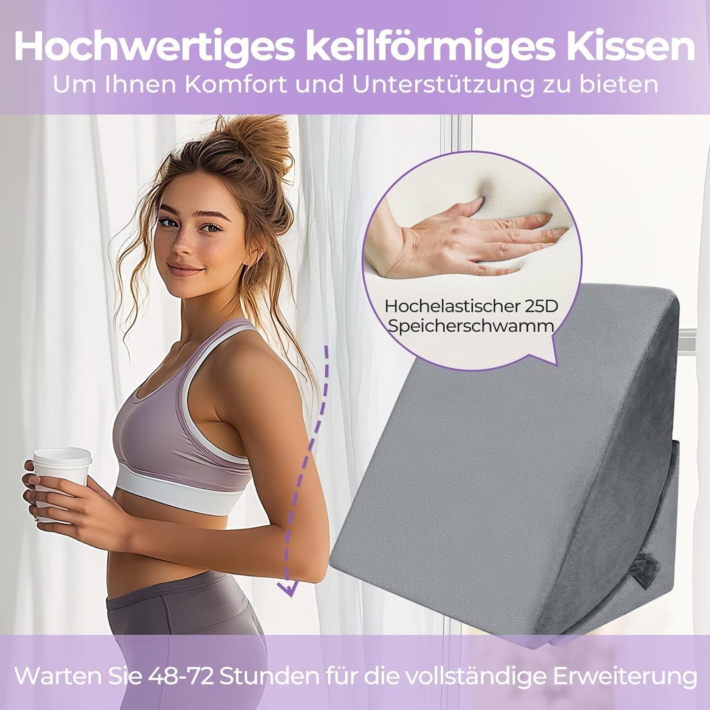 Verstellbares Federkissen aus hochdichtem Schaumstoff, ergonomisches Rückenkissen für Bett und Sofa, Anti-Reflux-Lesekissen zum Schlafen, Spielen, Fernsehen (schwer)