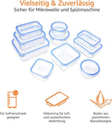 Amazon Basics Lebensmittelbehälter aus Glas mit Deckel, 20er-Pack (10 Behälter + 10 Deckel), BPA-frei, durchsichtig, blau, Aufbewahrungsboxen für Lebensmittel, Naty Shop