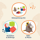 B. Toys Babyspielzeug-Set mit Zebra-Plüschtier, Beißring, Softbausteinen und Bällen – Motorikspielzeug-Geschenkset für Neugeborene ab 0 Monaten Babyspielzeug Naty Shop