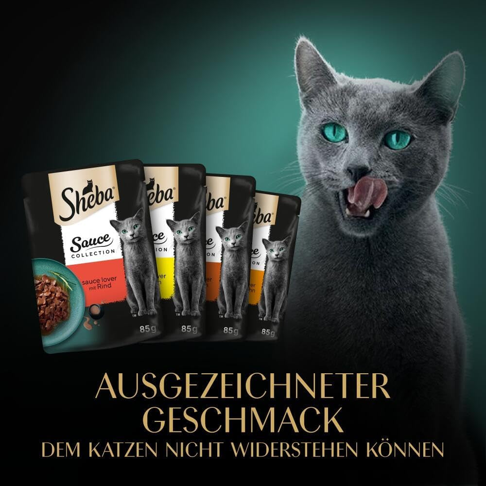 Sheba Sauce Collection Nassfutter für Katzen, Portionsbeutel, salziges Multipack, 4x12x85g