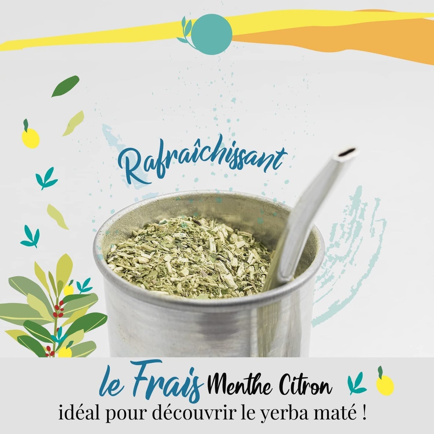 ORIGEENS BIO YERBA MATE MIT MINZE UND ZITRONE 200 G – Frische I Ungerösteter Bio Yerba Mate, Blätter, ohne Stiele und Staub